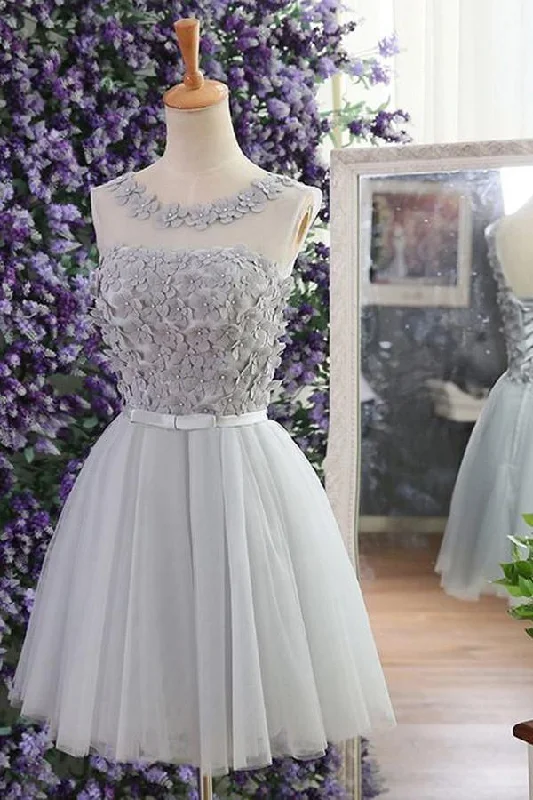 "Boho wedding dresses for women for a free - spirited vibe"Grey Homecoming Dress Party Dress with Beading Appliques PG123 "Boho wedding dresses for women for a free - spirited vibe"Grey Homecoming Dress Party Dress with Beading Appliques PG123