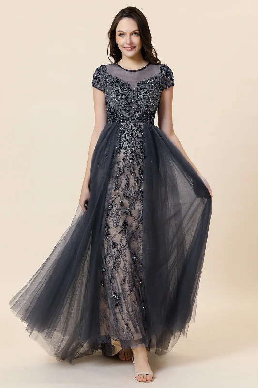 "Sleeveless dresses for women during hot summer days"Sparkly Dark Grey Beaded Long Prom Dress "Sleeveless dresses for women during hot summer days"Sparkly Dark Grey Beaded Long Prom Dress