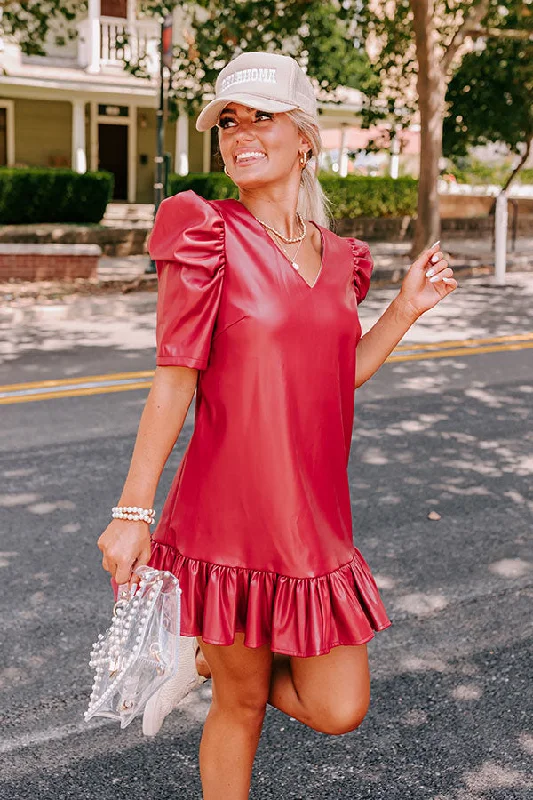 "Plus size formal dresses for women for special events"Stylish Setting Faux Leather Mini Dress in Crimson "Plus size formal dresses for women for special events"Stylish Setting Faux Leather Mini Dress in Crimson