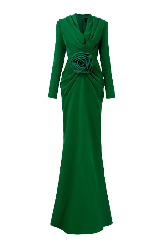 "Off - shoulder dresses for women to show off collarbones"Sunny Sheath Hooded Neck Crepe Floor Length Dress "Off - shoulder dresses for women to show off collarbones"Sunny Sheath Hooded Neck Crepe Floor Length Dress