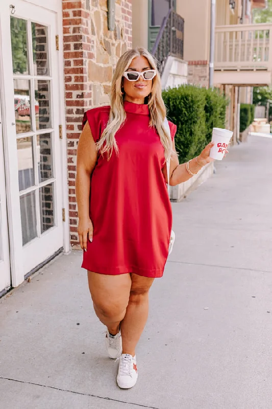 "Beaded dresses for women for a glamorous look"Sweet Charisma Satin Mini Dress in Crimson Curves "Beaded dresses for women for a glamorous look"Sweet Charisma Satin Mini Dress in Crimson Curves