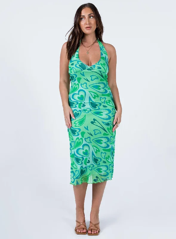 "Chiffon dresses for women with a flowy and light feel"Tiffany Midi Dress Green