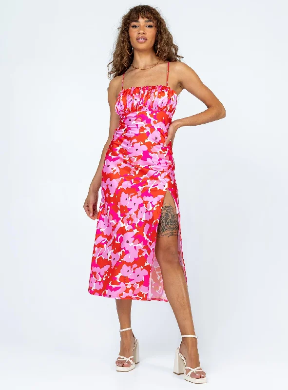 "Vintage - look women's dresses for a retro charm"Tinzia Midi Dress Red Floral
