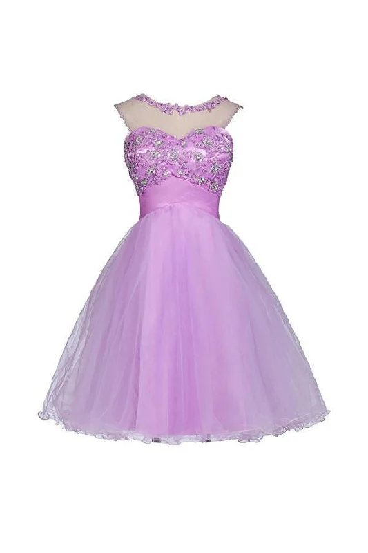 "Midi dresses for women with unique patterns"Tulle Appliques Beads Open Back Short Homecoming Dresses PG055 "Midi dresses for women with unique patterns"Tulle Appliques Beads Open Back Short Homecoming Dresses PG055