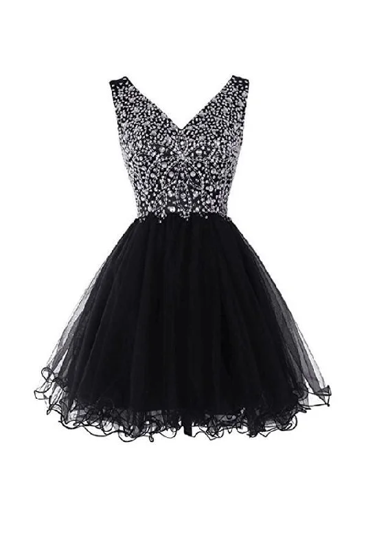 "A - line dresses for women to flatter the figure"V-Neck Graduation Homecoming Dresses Beaded Tulle PG044 "A - line dresses for women to flatter the figure"V-Neck Graduation Homecoming Dresses Beaded Tulle PG044