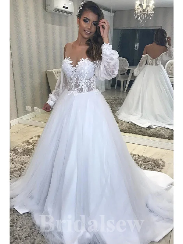 Clearance Sale: Women's Dresses A-line Long Sleeves Floor-Length Lace Tulle Unique Garden Beach Vintage Long Wedding Dresses WD330 Clearance Sale: Women's Dresses A-line Long Sleeves Floor-Length Lace Tulle Unique Garden Beach Vintage Long Wedding Dresses WD330