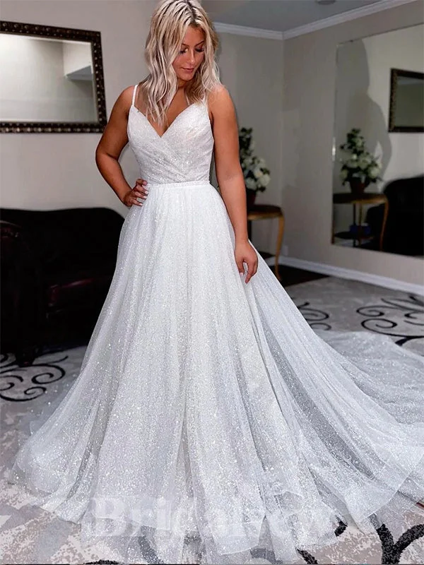 "Seasonal Sale: Save Big on Women's Dresses for Every Occasion"A-line Shiny Stunning Straps Princess Classy Fairy Beach Vintage Long Wedding Dresses WD338 "Seasonal Sale: Save Big on Women's Dresses for Every Occasion"A-line Shiny Stunning Straps Princess Classy Fairy Beach Vintage Long Wedding Dresses WD338