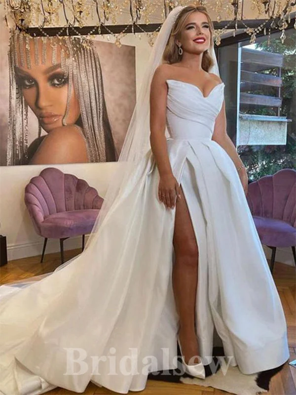 "Limited - Time Offer: Up to 50% Off on Women's Dresses!"A-line Strapless Satin Classy Beach Vintage Long Wedding Dresses, Bridal Gown WD343 "Limited - Time Offer: Up to 50% Off on Women's Dresses!"A-line Strapless Satin Classy Beach Vintage Long Wedding Dresses, Bridal Gown WD343