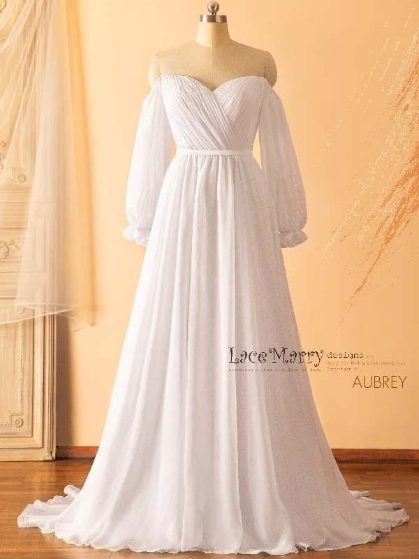 "New Arrivals Discount: 20% Off on Latest Women's Dress Collections"AUBREY / Long Puff Sleeves Plain Wedding Dress "New Arrivals Discount: 20% Off on Latest Women's Dress Collections"AUBREY / Long Puff Sleeves Plain Wedding Dress