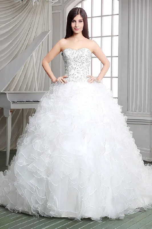 "Mermaid - style wedding dresses for women for a dramatic look"Princess Long Sweetheart A-line White Wedding Dress with Ruffles "Mermaid - style wedding dresses for women for a dramatic look"Princess Long Sweetheart A-line White Wedding Dress with Ruffles