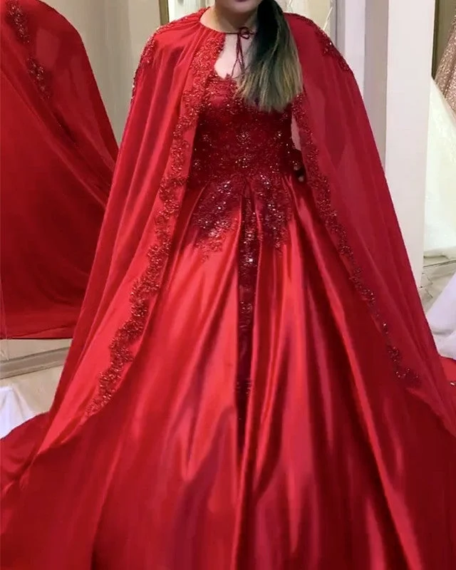 "Hurry! Limited Stock - Get Your Dream Dress with a Special Discount"Ball Gown Satin Wedding Dress With Cape "Hurry! Limited Stock - Get Your Dream Dress with a Special Discount"Ball Gown Satin Wedding Dress With Cape