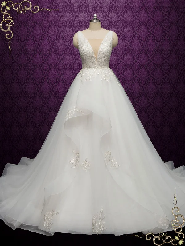 "Lace dresses for women for a romantic and elegant look"Ball Gown Wedding Dress with Plunging Neckline KEEVA "Lace dresses for women for a romantic and elegant look"Ball Gown Wedding Dress with Plunging Neckline KEEVA
