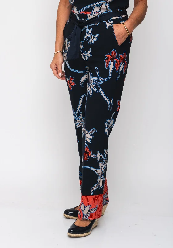 Paisley patterned wide leg jeans for women in an elegant and unique styleBianca Floral Relaxed Fit Trousers, Navy Multi Paisley patterned wide leg jeans for women in an elegant and unique styleBianca Floral Relaxed Fit Trousers, Navy Multi