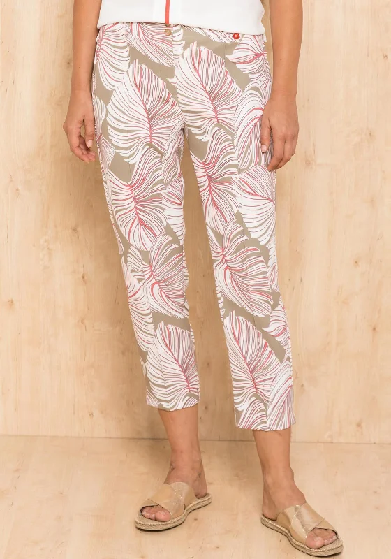 Houndstooth pants for women in a traditional printBianca Siena Tropical Print Ankle Grazer, Green Houndstooth pants for women in a traditional printBianca Siena Tropical Print Ankle Grazer, Green