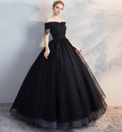 "Petite women's dresses with flattering fits"Black Off Shoulder Lace Applique Wedding Dresses,A Line Bridal Dresses cg1430 "Petite women's dresses with flattering fits"Black Off Shoulder Lace Applique Wedding Dresses,A Line Bridal Dresses cg1430
