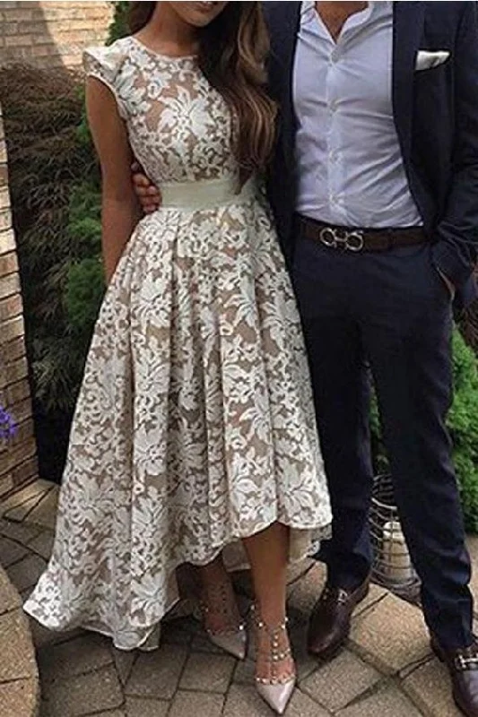 "Shirt dresses for women for a smart - casual style"Cap Sleeves Ivory Lace High Low Beach Wedding Dresses Homecoming Dress For Party cg78 "Shirt dresses for women for a smart - casual style"Cap Sleeves Ivory Lace High Low Beach Wedding Dresses Homecoming Dress For Party cg78