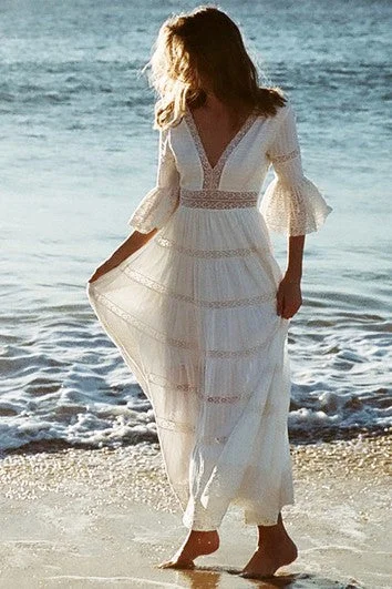 "Stylish cocktail dresses for women on a budget"Casual Lace Sheath Poet Sleeve Low-V Back Bridal Gown "Stylish cocktail dresses for women on a budget"Casual Lace Sheath Poet Sleeve Low-V Back Bridal Gown