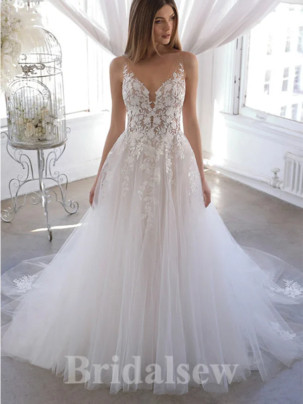 "Shirt dresses for women for a smart - casual style"Charming A-line V-Neck Floor-Length Lace Appliques Tulle Unique Garden Beach Vintage Long Wedding Dresses WD331 "Shirt dresses for women for a smart - casual style"Charming A-line V-Neck Floor-Length Lace Appliques Tulle Unique Garden Beach Vintage Long Wedding Dresses WD331