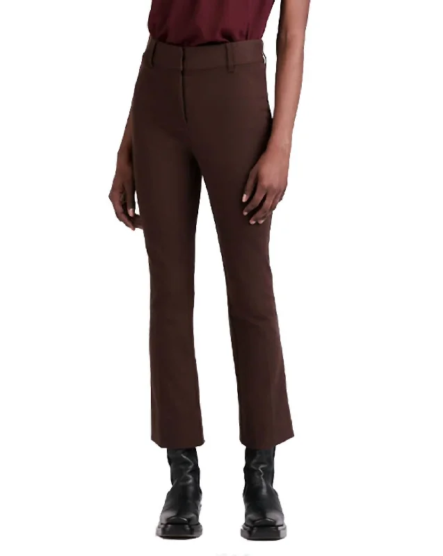 High waisted cargo pants with drawstring for women in a practical and adjustable styleCropped Flare Trouser In Chocolat High waisted cargo pants with drawstring for women in a practical and adjustable styleCropped Flare Trouser In Chocolat