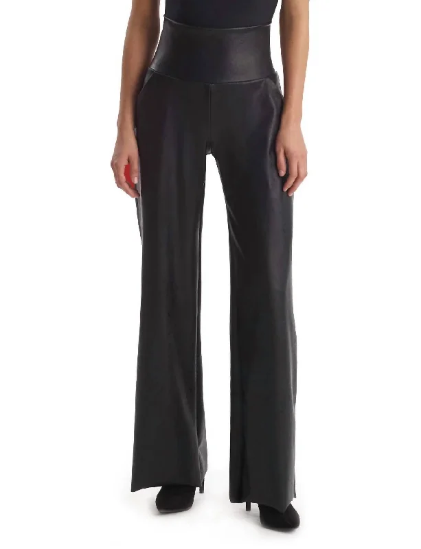 Leather look pants for women in a budget - friendly optionFaux Leather Wide Leg Pant In Black Leather look pants for women in a budget - friendly optionFaux Leather Wide Leg Pant In Black