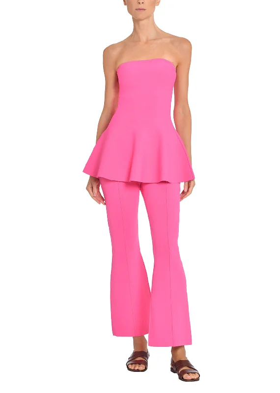 Floral embroidered wide leg pants for women in a delicate and feminine styleFit And Flare Pant In Knit Jacquard Floral embroidered wide leg pants for women in a delicate and feminine styleFit And Flare Pant In Knit Jacquard