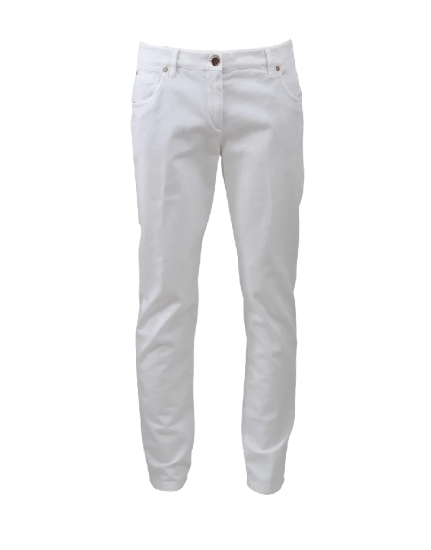 Ruffled pants for women with a feminine lookFive Pocket Denim Pant