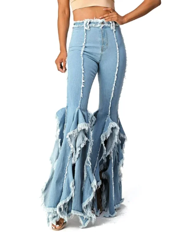 Corduroy wide leg jeans for women in a classic and comfortable styleFlare Bell Bottom Pant In Blue Corduroy wide leg jeans for women in a classic and comfortable styleFlare Bell Bottom Pant In Blue