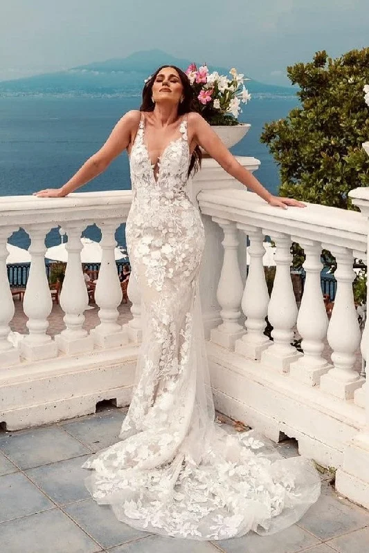"Graduation dresses for women to celebrate in style"Floral Lace Wedding Dresses with V-neckline vestido de boda "Graduation dresses for women to celebrate in style"Floral Lace Wedding Dresses with V-neckline vestido de boda