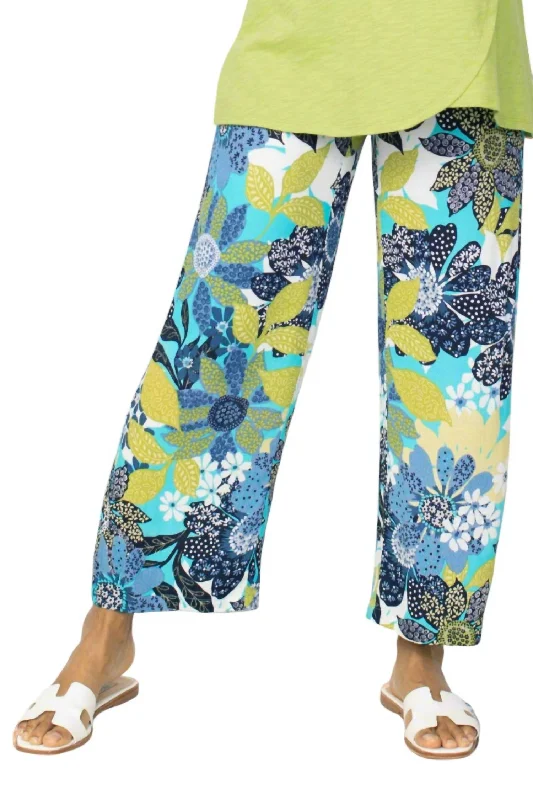 Patchwork wide leg pants for women in a creative and unique styleFloral Print Flood Pants In Lake Patchwork wide leg pants for women in a creative and unique styleFloral Print Flood Pants In Lake