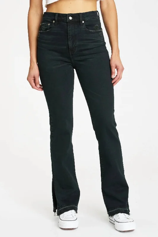 Pleated wide leg jeans for women in a formal and trendy styleGo Getter High Rise Flare In Late Text Pleated wide leg jeans for women in a formal and trendy styleGo Getter High Rise Flare In Late Text