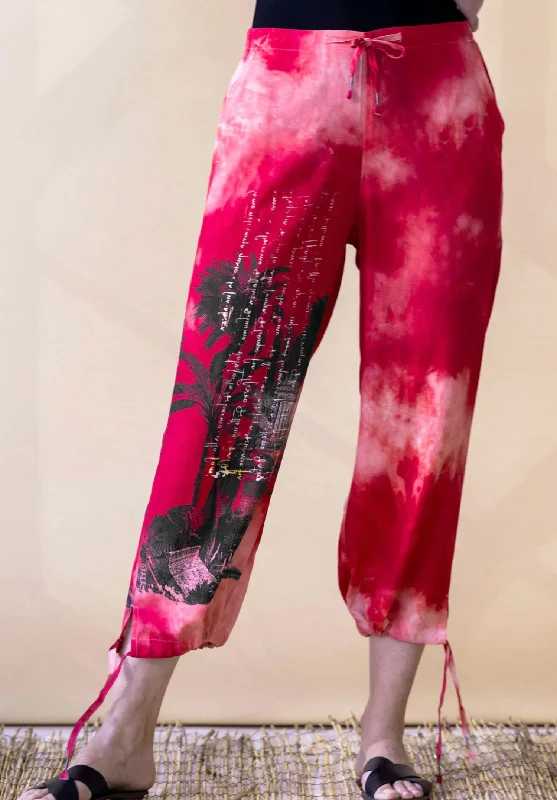 Embroidered denim wide leg pants for women in a unique and eye - catching styleGo Stripe Out Your Own Pant In Bloody Mary Batik Embroidered denim wide leg pants for women in a unique and eye - catching styleGo Stripe Out Your Own Pant In Bloody Mary Batik