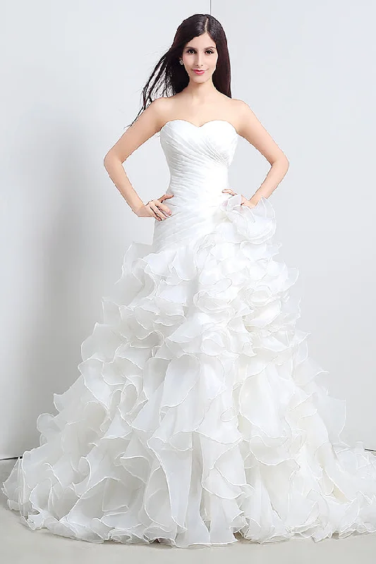 "Limited - Time Offer: Up to 50% Off on Women's Dresses!"Princess Long Strapless A-line White Wedding Dress with Ruffles "Limited - Time Offer: Up to 50% Off on Women's Dresses!"Princess Long Strapless A-line White Wedding Dress with Ruffles