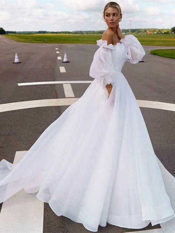"Simple wedding dresses for women who prefer understated elegance"Gorgeous Puff Sleeves Wedding Dresses, Boho Wedding Dresses, A-line Wedding Dresses, Bridal Gown, 2021 Wedding Dresses "Simple wedding dresses for women who prefer understated elegance"Gorgeous Puff Sleeves Wedding Dresses, Boho Wedding Dresses, A-line Wedding Dresses, Bridal Gown, 2021 Wedding Dresses