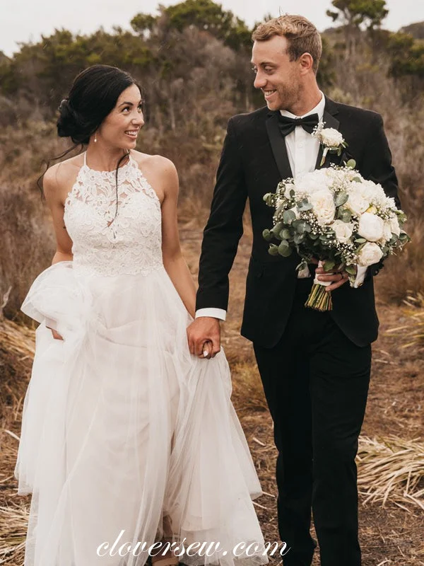 "Mini dresses for women for a youthful and trendy look"Halter Lace Backless Ivory Tulle A-line Country Wedding Dresses, CW0227 "Mini dresses for women for a youthful and trendy look"Halter Lace Backless Ivory Tulle A-line Country Wedding Dresses, CW0227