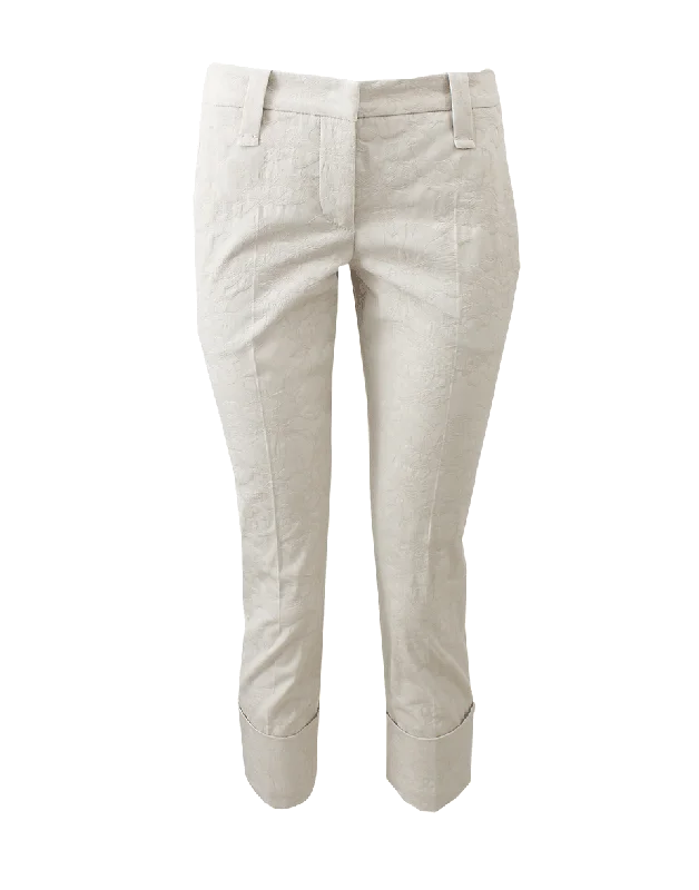 Leather look pants for women in a budget - friendly optionJacquard Ankle Cuff Pant