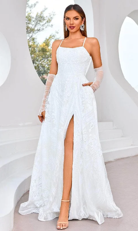 "White dresses for women for a fresh and clean look"J'Adore Dresses J25031 - Sleeveless Scoop Neck Prom Gown "White dresses for women for a fresh and clean look"J'Adore Dresses J25031 - Sleeveless Scoop Neck Prom Gown
