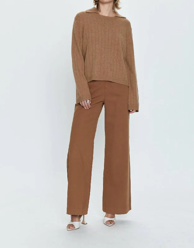 Elastic waist skinny pants for plus size women in a comfortable fitJasmine High Rise Trouser In Brown Elastic waist skinny pants for plus size women in a comfortable fitJasmine High Rise Trouser In Brown