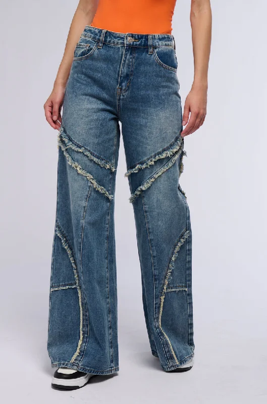 Midi length pants for women with eleganceJUST A FEELING DISTRESSED DENIM PANT