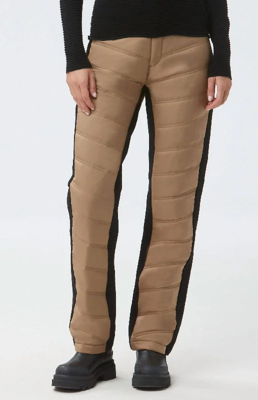 Solid color wide leg pants for women in a minimalist and stylish lookKaja Quilted Pant In Dark Khaki Solid color wide leg pants for women in a minimalist and stylish lookKaja Quilted Pant In Dark Khaki