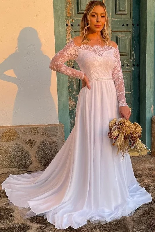 "Flash Sale: Grab Your Favorite Women's Dresses at Unbeatable Prices!"Lace Long Sleeves Wedding Gown with Illusion Neckline "Flash Sale: Grab Your Favorite Women's Dresses at Unbeatable Prices!"Lace Long Sleeves Wedding Gown with Illusion Neckline