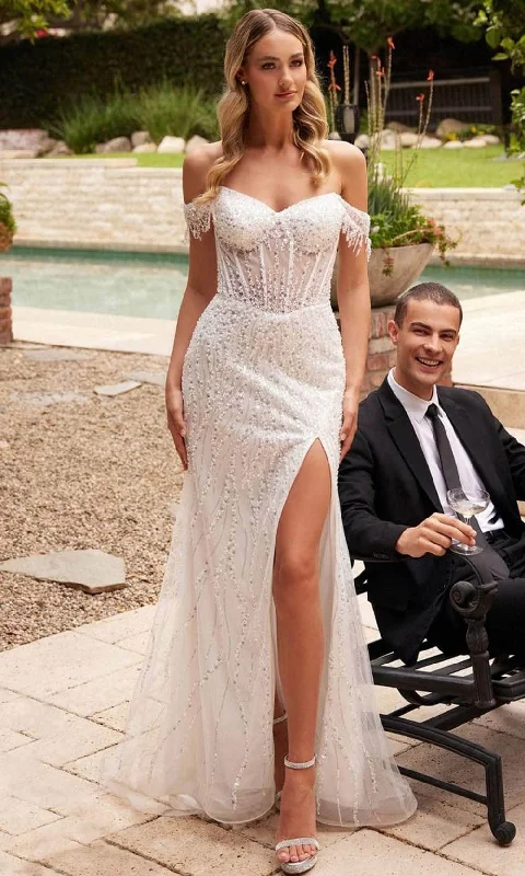 "Lace dresses for women for a romantic and elegant look"Ladivine CD0203W - Sequin Off-Shoulder Bridal Gown "Lace dresses for women for a romantic and elegant look"Ladivine CD0203W - Sequin Off-Shoulder Bridal Gown