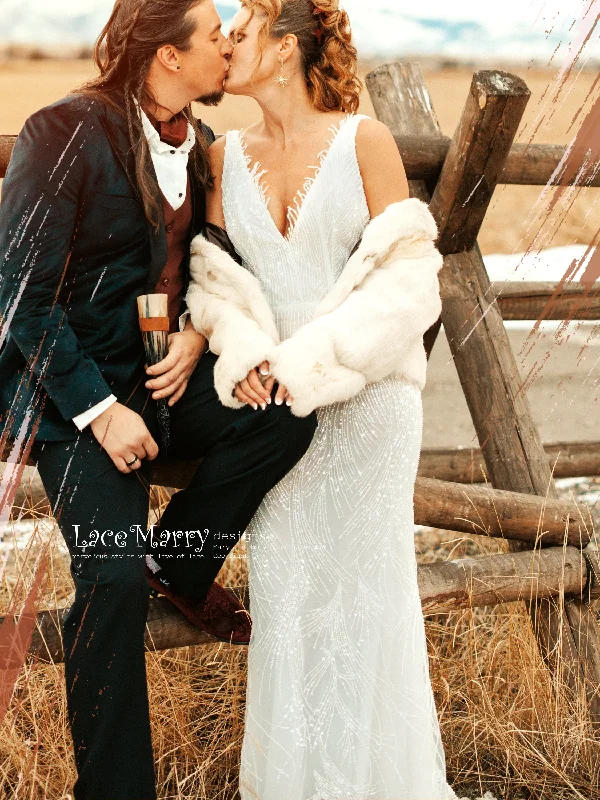 "Bundle and Save: Buy Multiple Women's Dresses and Get a Discount"MARGO / Sparkling Wedding Dress with V Neckline "Bundle and Save: Buy Multiple Women's Dresses and Get a Discount"MARGO / Sparkling Wedding Dress with V Neckline