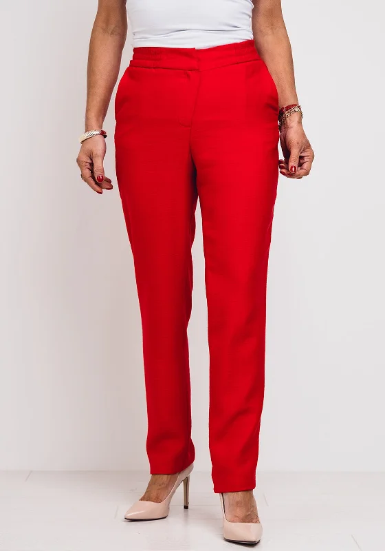 Metallic effect pants for women in a glamorous styleMeri Esca Slim Fit Trousers, Red Metallic effect pants for women in a glamorous styleMeri Esca Slim Fit Trousers, Red
