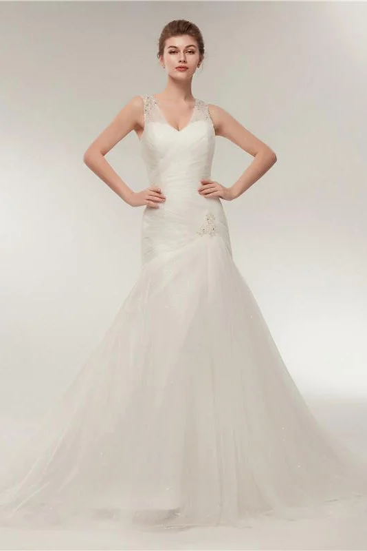 "Buy One, Get One 50% Off on Women's Dresses - Don't Miss Out!"Princess Long Lace-Up Mermaid Ivory Wedding Dress with Beads "Buy One, Get One 50% Off on Women's Dresses - Don't Miss Out!"Princess Long Lace-Up Mermaid Ivory Wedding Dress with Beads