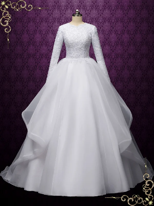 "Comfortable maternity dresses for pregnant women"Modest Lace Ball Gown Wedding Dress DALTON "Comfortable maternity dresses for pregnant women"Modest Lace Ball Gown Wedding Dress DALTON
