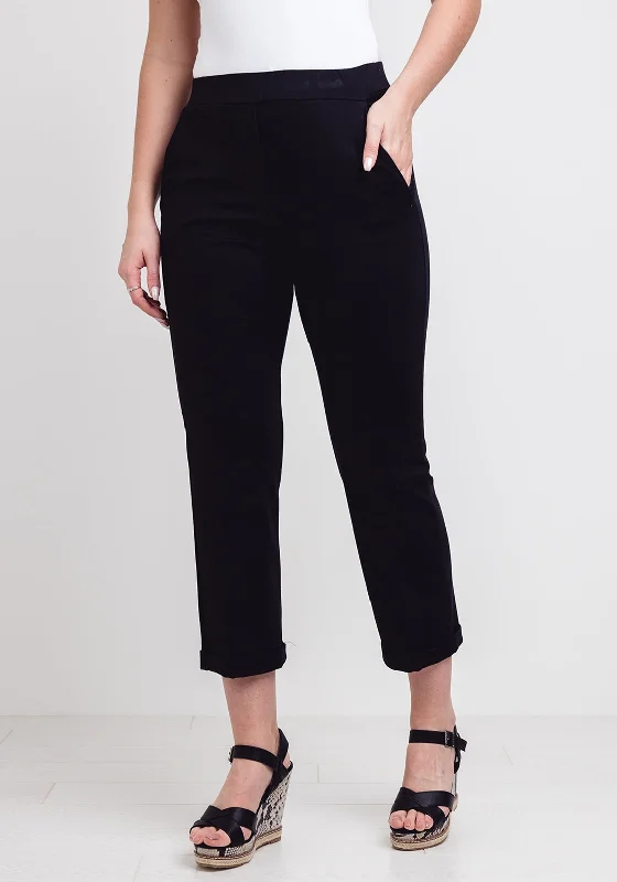 Paisley patterned wide leg jeans for women in an elegant and unique styleNaya Cropped Jersey Trousers, Black Paisley patterned wide leg jeans for women in an elegant and unique styleNaya Cropped Jersey Trousers, Black