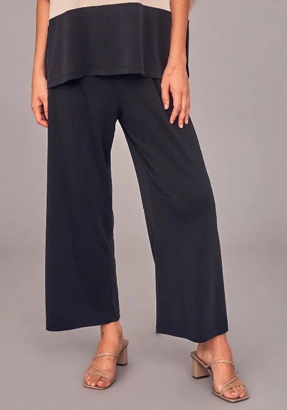 Cuffed straight leg pants for women in a neat lookNaya Jersey Wide Leg Trousers, Black Cuffed straight leg pants for women in a neat lookNaya Jersey Wide Leg Trousers, Black