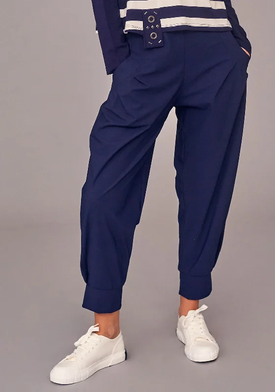 Thermal pants for women in extremely cold weatherNaya Loose Fit Cropped Trousers, French Blue