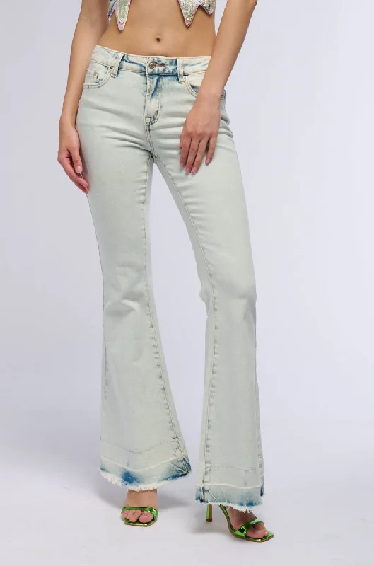 Floral print pants for women in a fresh styleNIGHT SHIFT FLARE DENIM PANT