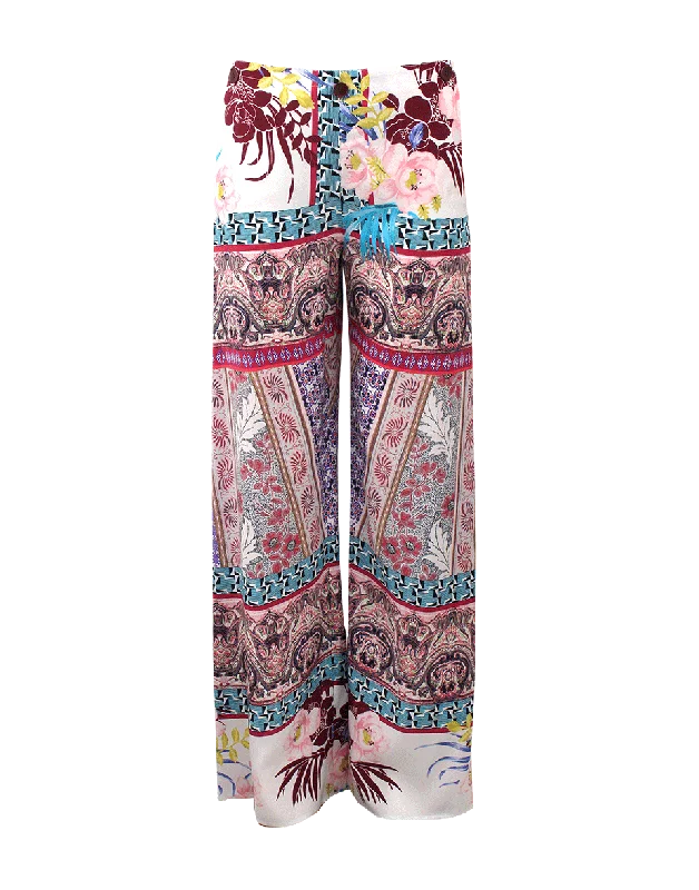 Leather look wide leg denim pants for women in a bold and stylish lookPaisley Detail Pant Leather look wide leg denim pants for women in a bold and stylish lookPaisley Detail Pant